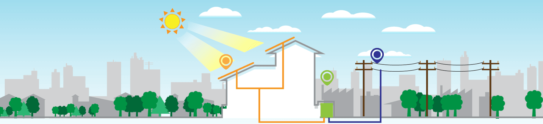 Sistema fotovoltaico em funcionamento